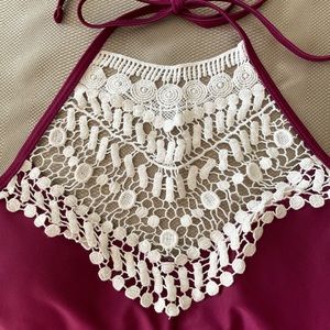 Cupshe 2 piece bathing suit with crochet bikini top